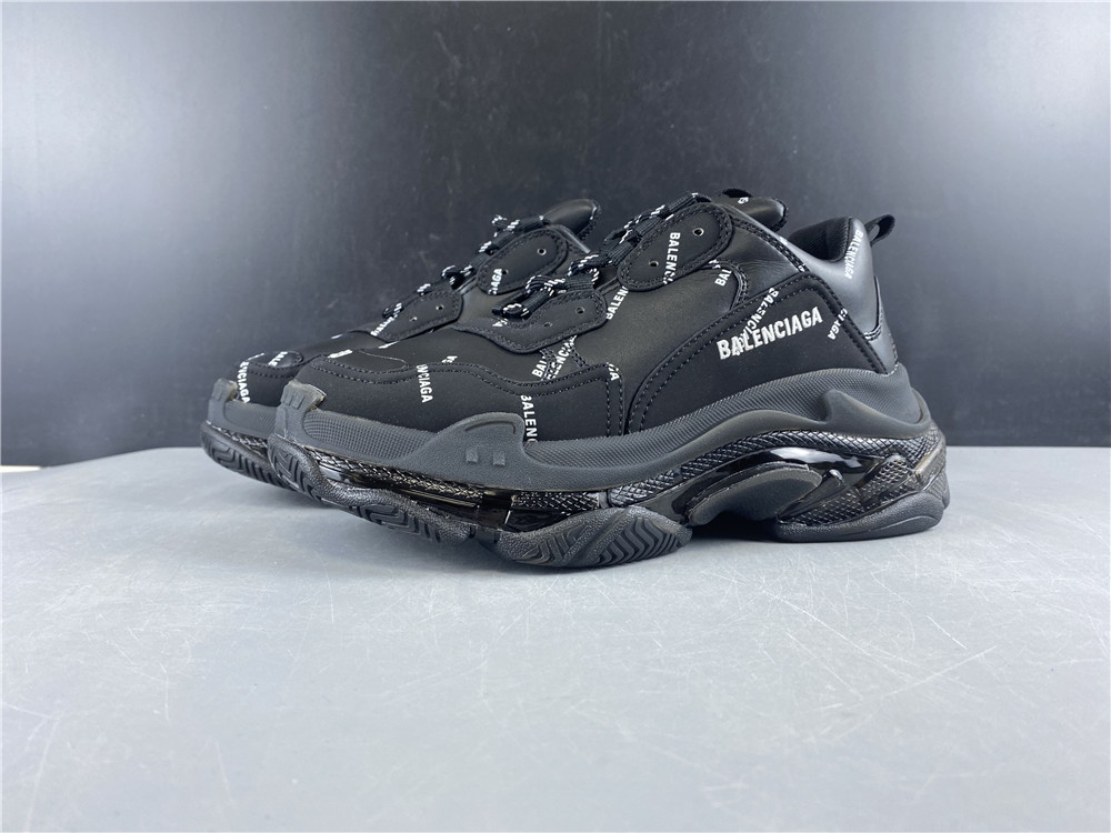 Balenciaga Triple S Allover Logo Black