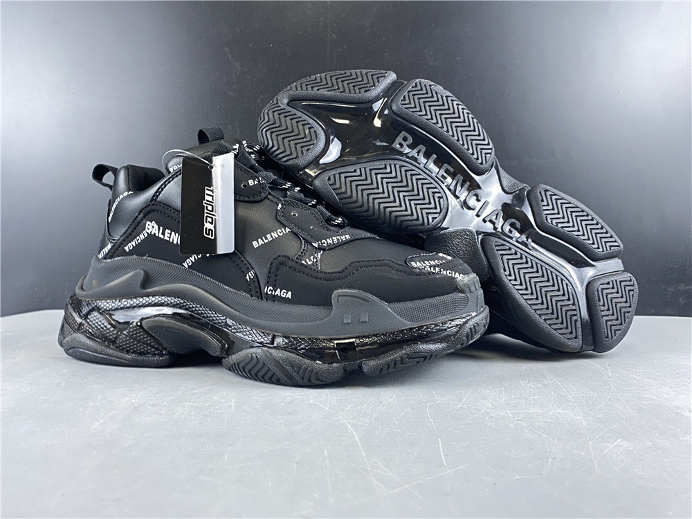 Balenciaga Triple S Allover Logo Black