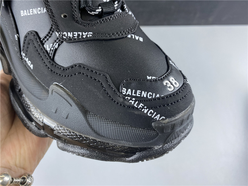 Balenciaga Triple S Allover Logo Black
