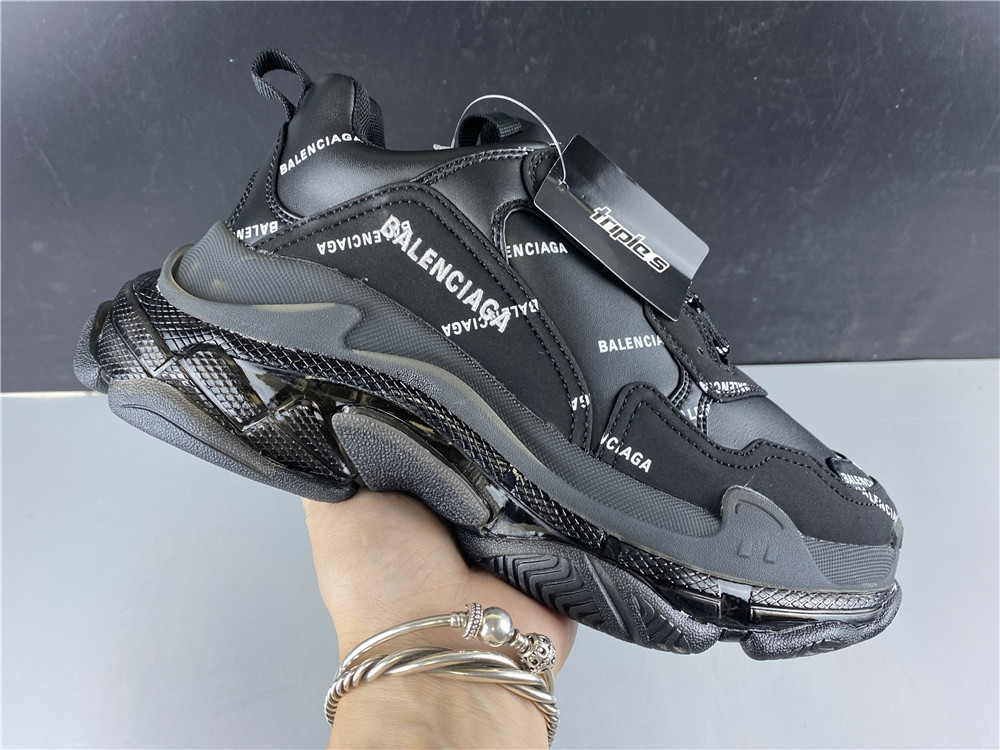 Balenciaga Triple S Allover Logo Black