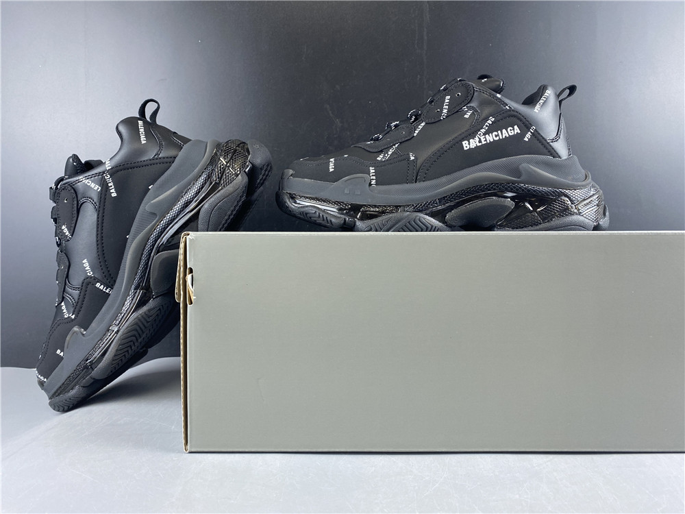 Balenciaga Triple S Allover Logo Black