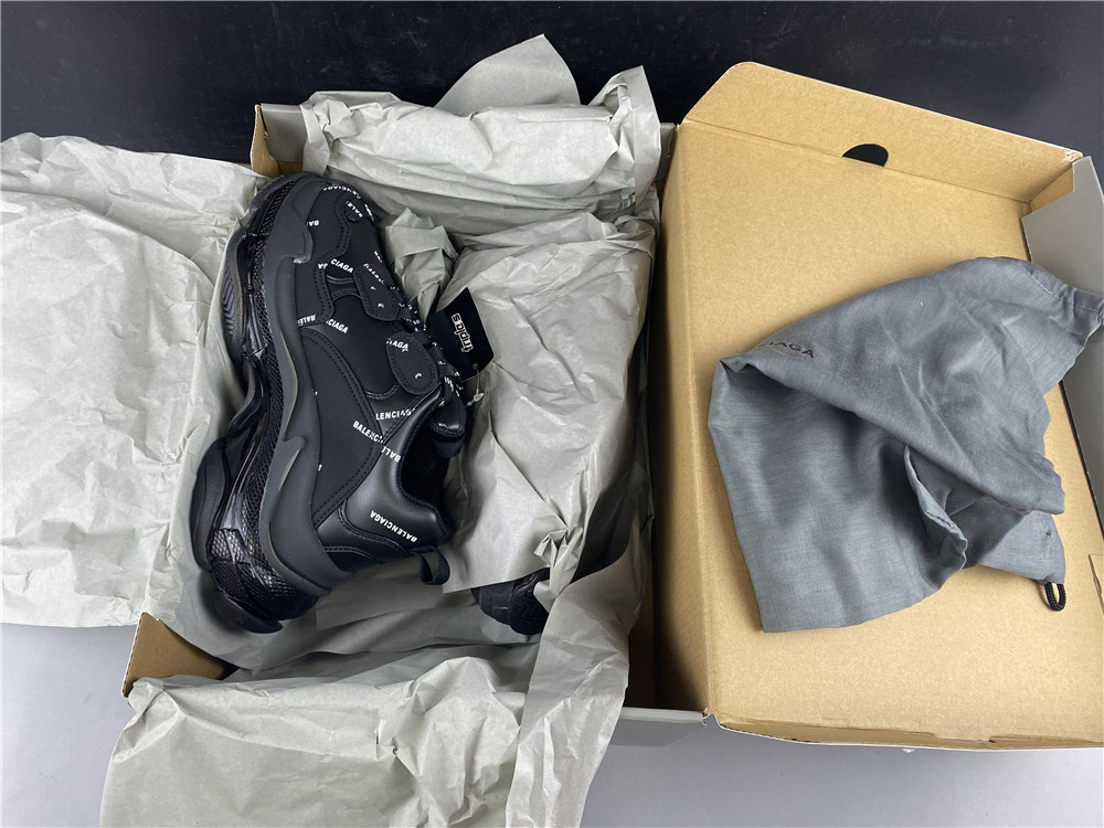 Balenciaga Triple S Allover Logo Black
