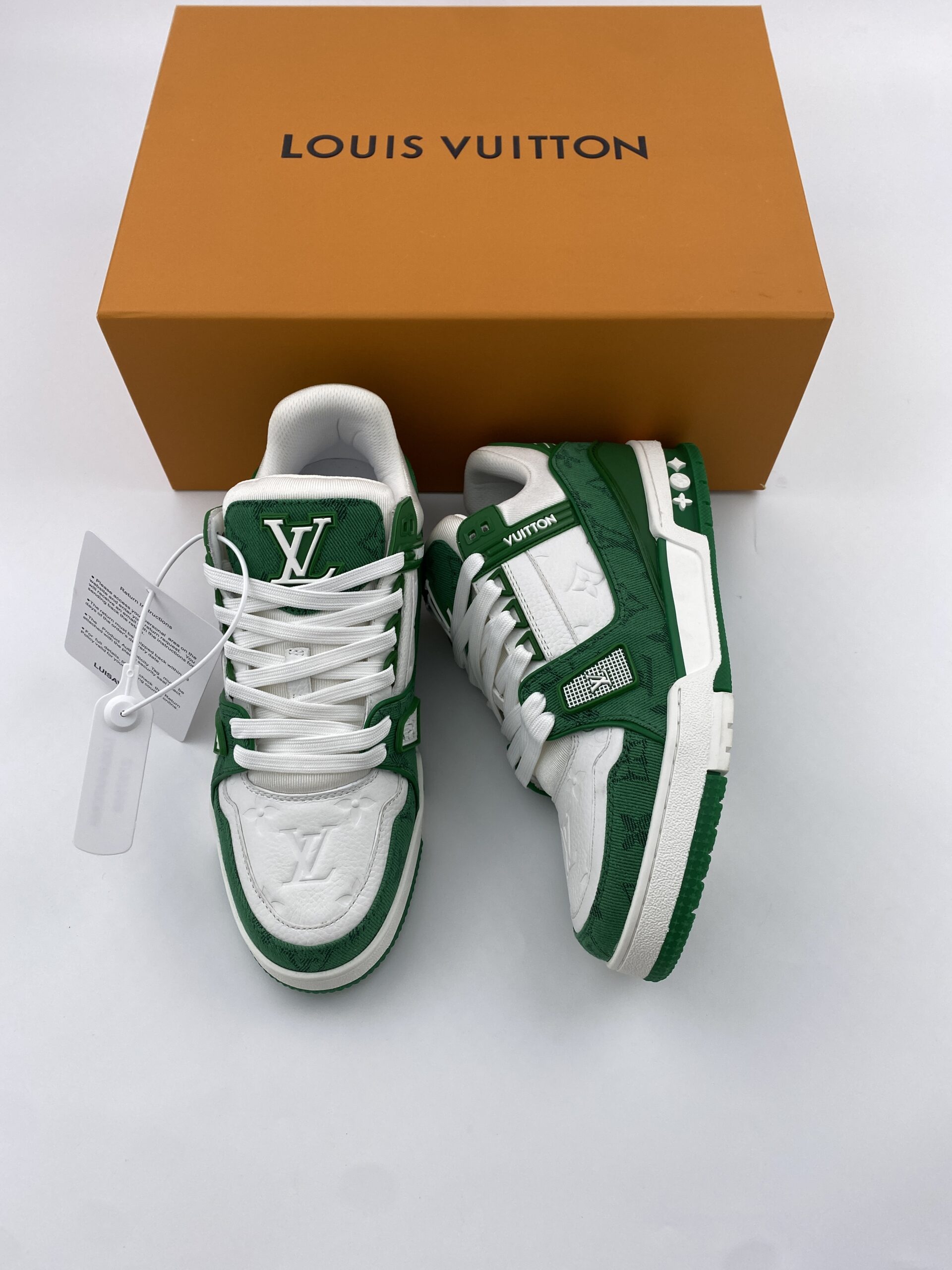 L** V* Trainer Green Monogram Denim White