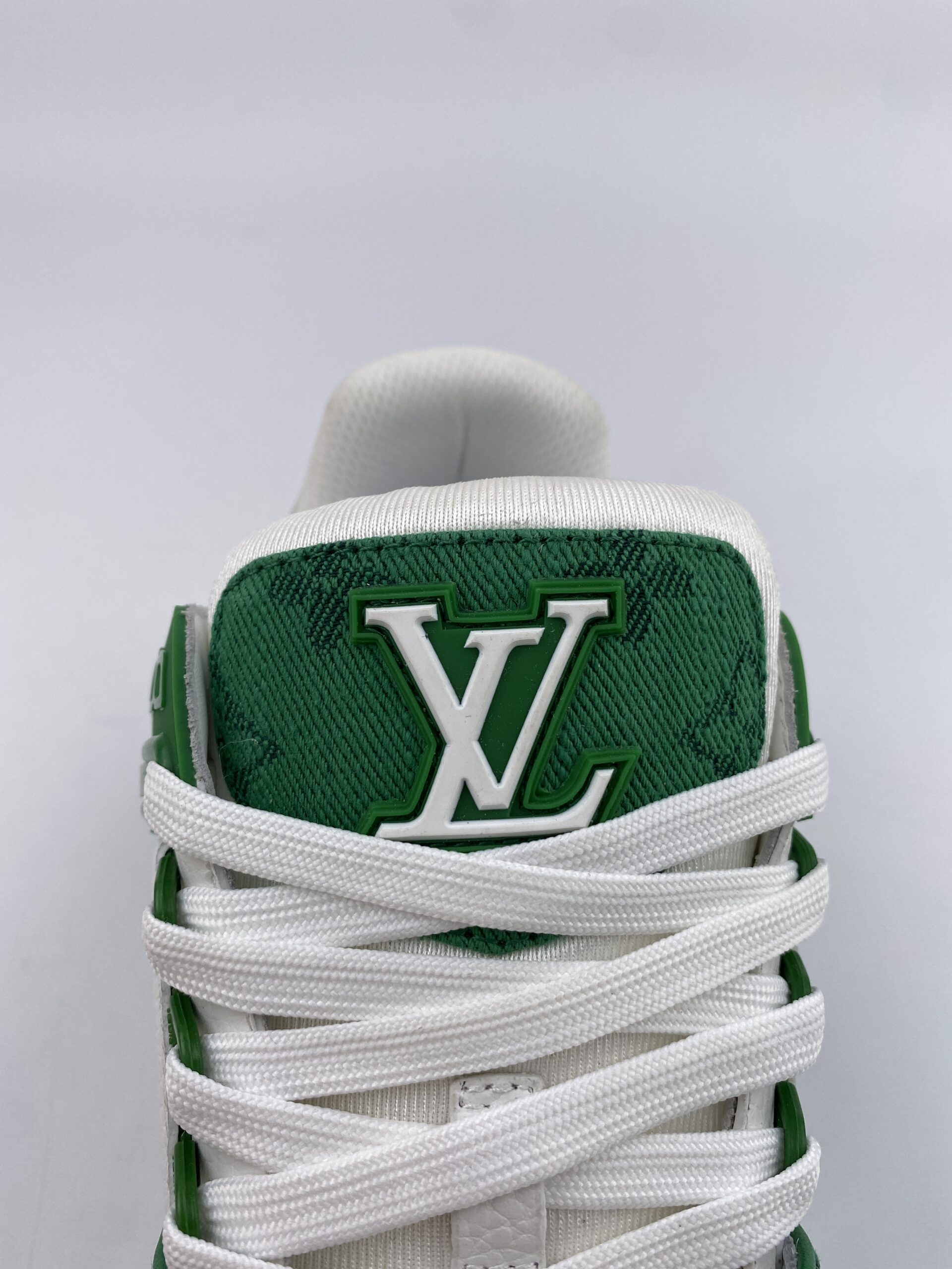L** V* Trainer Green Monogram Denim White