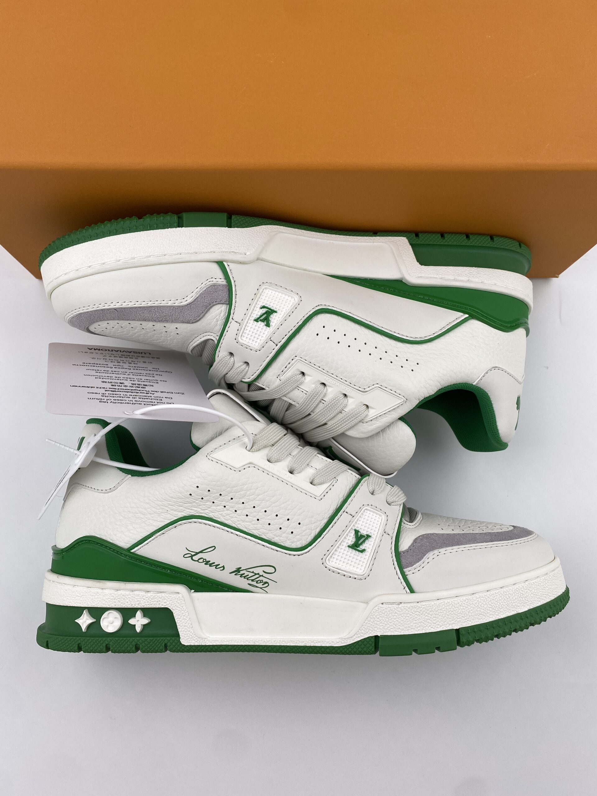 L** V* LV Trainer Sneaker Low White Green