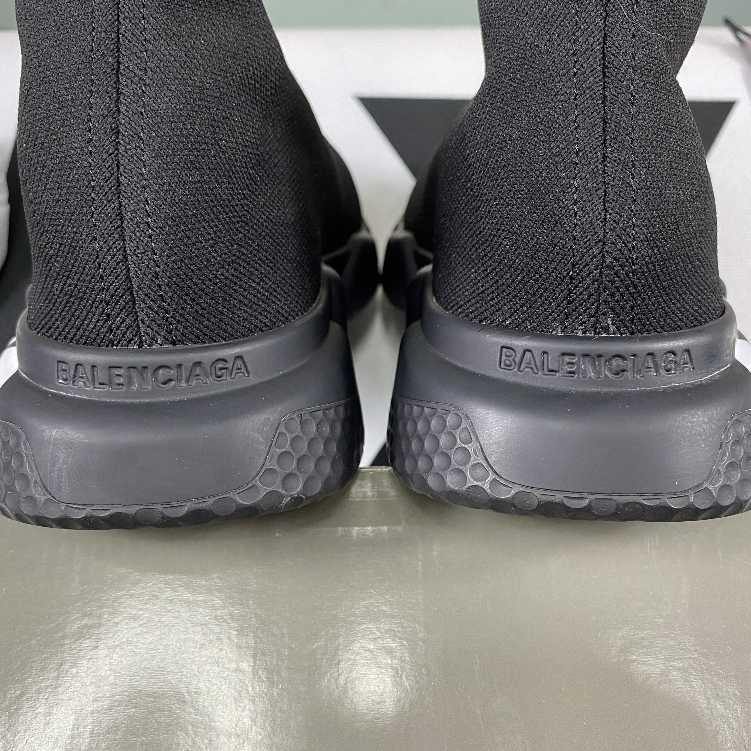Balenciaga Speed Graffiti Trainers Black White Logo