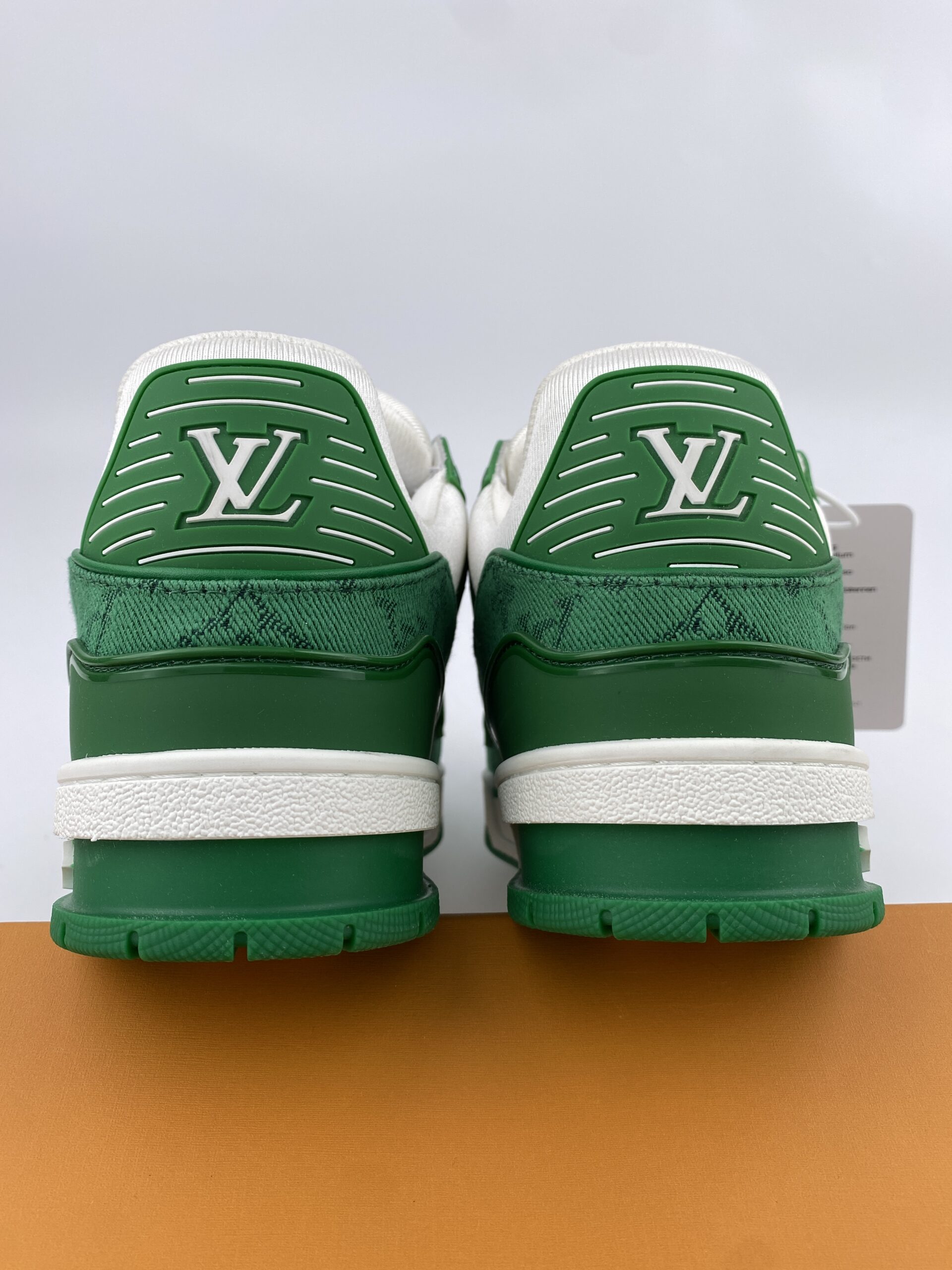 L** V* Trainer Green Monogram Denim White