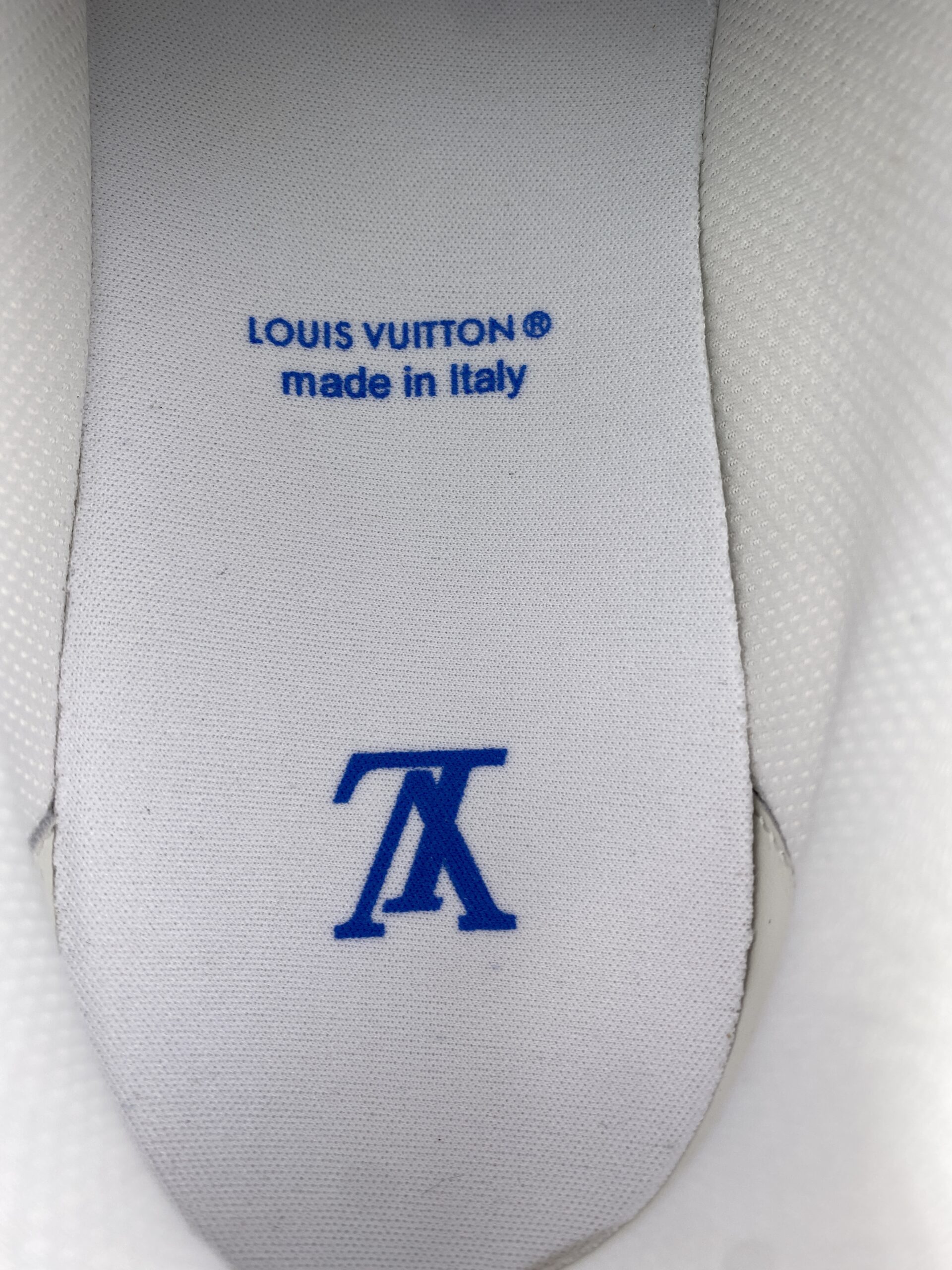 L** V* LV Trainer Monogram Denim White Blue