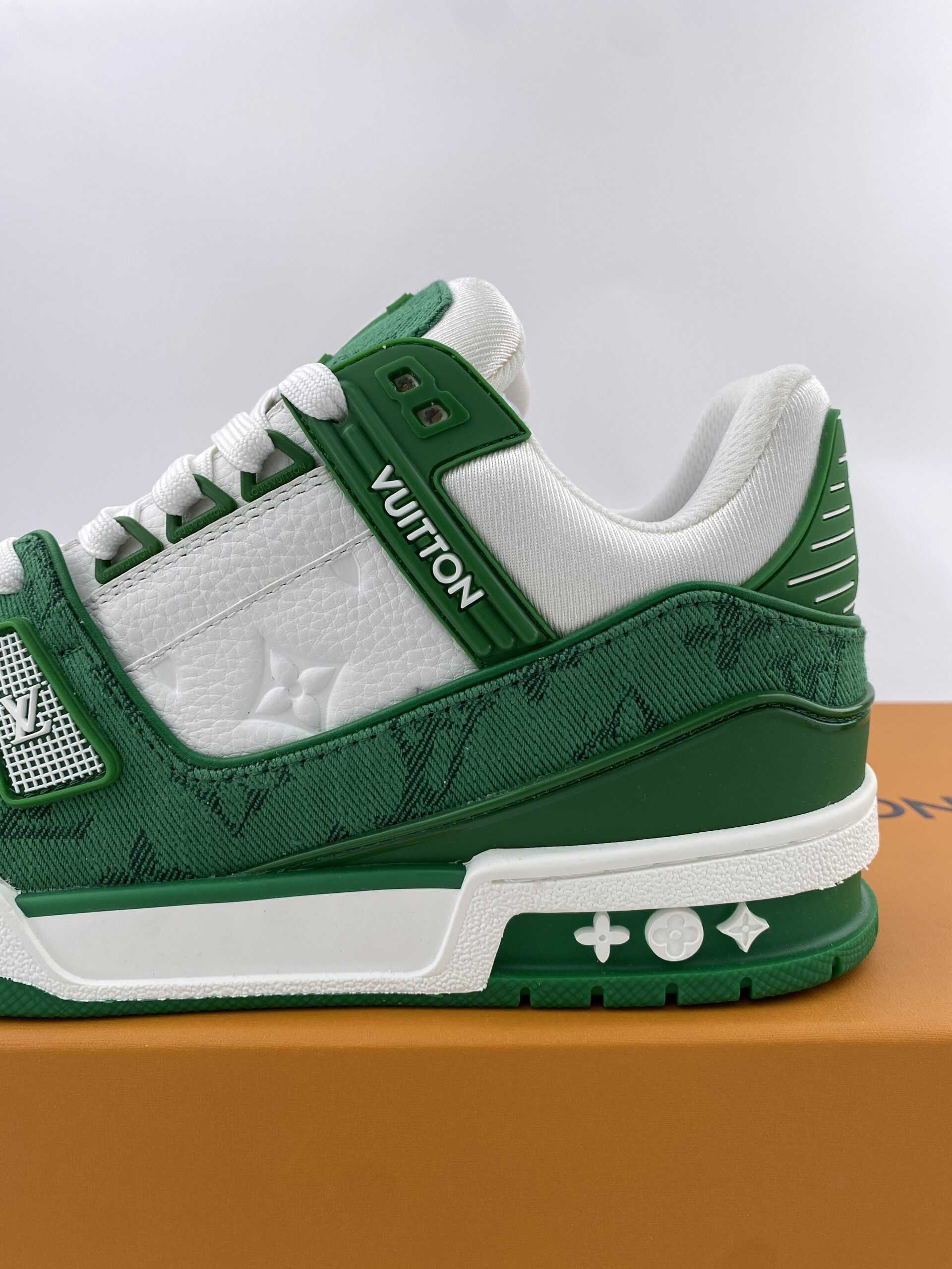 L** V* Trainer Green Monogram Denim White
